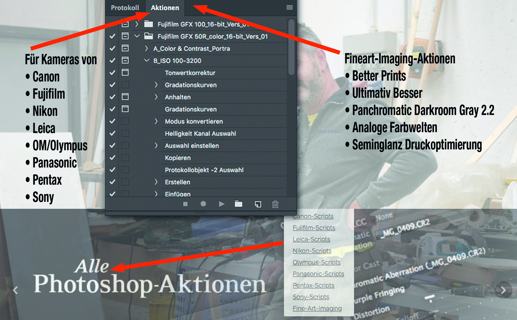 Photoshop-Aktionen erweitern deine Kompetenz durch programmiert ablaufende Arbeitsschritte.