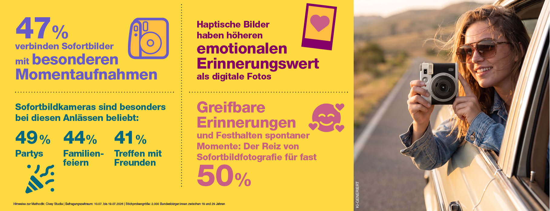 F+r 47 % der Generation Z ist das Sofortbild ideal für besondere Momentaufnahmen